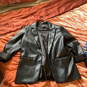 Tahari brand faux leather blazer medium
